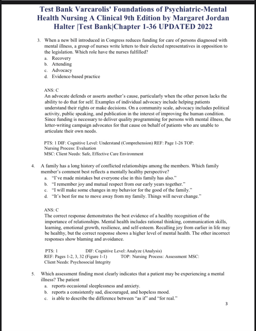 Testbank Varcarolis’ Foundations of Psychiatric-Mental Health Nursing: A Clinical Approach, 9. Auflage von Margaret Jordan Halter