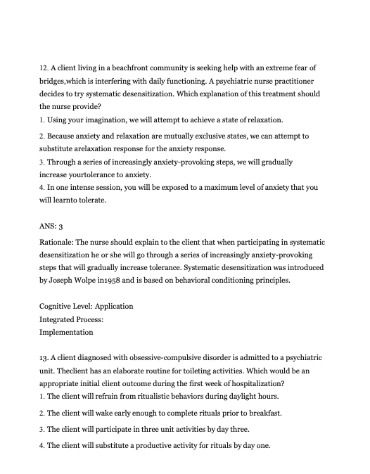 Testbank Essentials of Psychiatric Mental Health Nursing: Concepts of Care in Evidence-Based Practice, 8. Auflage von Morgan & Townsend