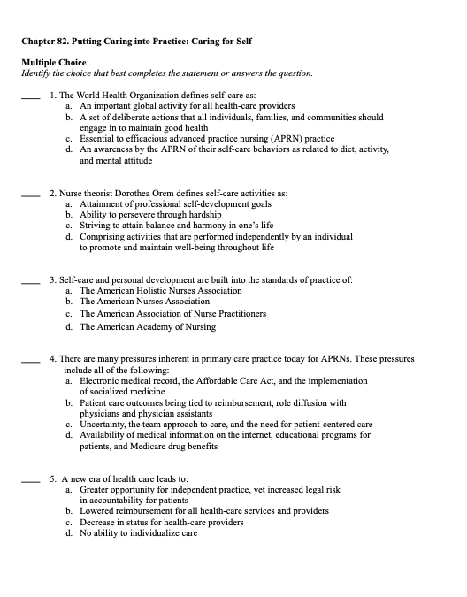 Testbank Primary Care: The Art and Science of Advanced Practice Nursing – An Interprofessional Approach, 6. Auflage von Dunphy