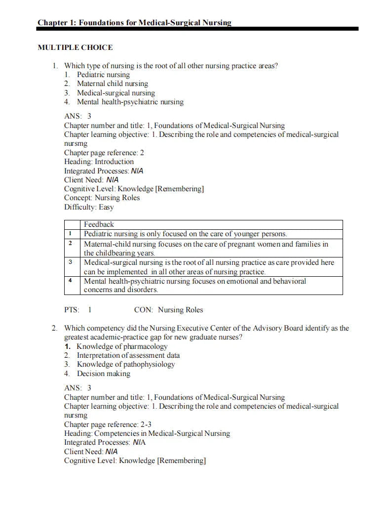 Testbank Davis Advantage for Medical-Surgical Nursing: Making Connections to Practice, 3. Auflage