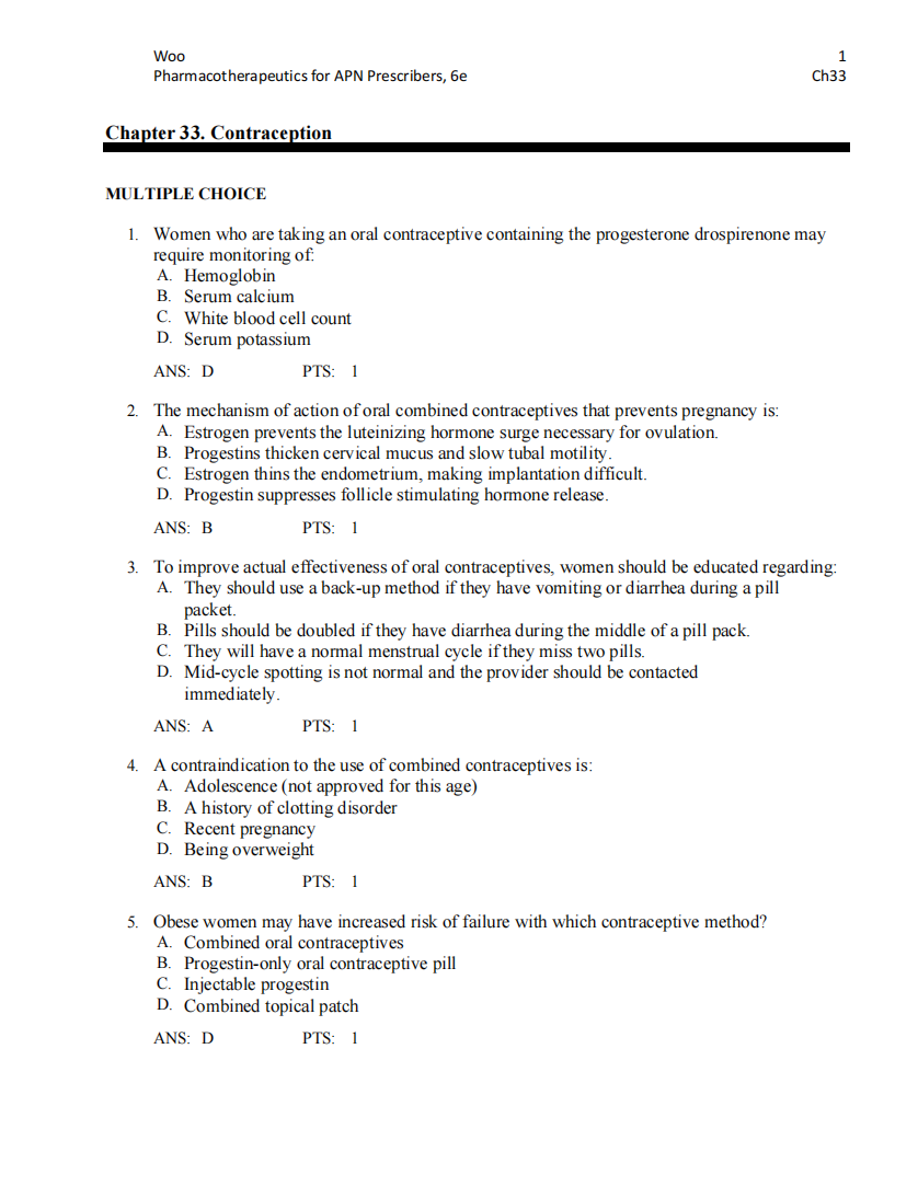 Testbank Pharmacotherapeutics for Advanced Practice Nurse Prescribers, 6. Auflage von Woo & Wright