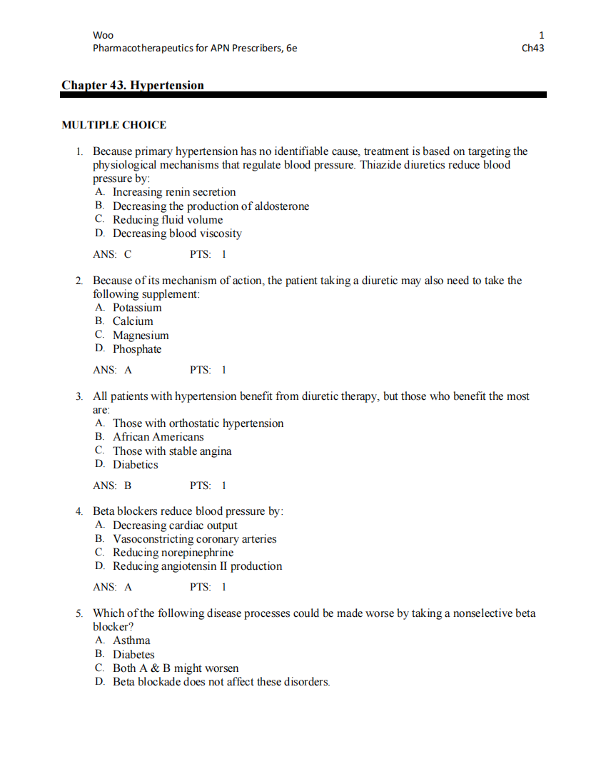 Testbank Pharmacotherapeutics for Advanced Practice Nurse Prescribers, 6. Auflage von Woo & Wright