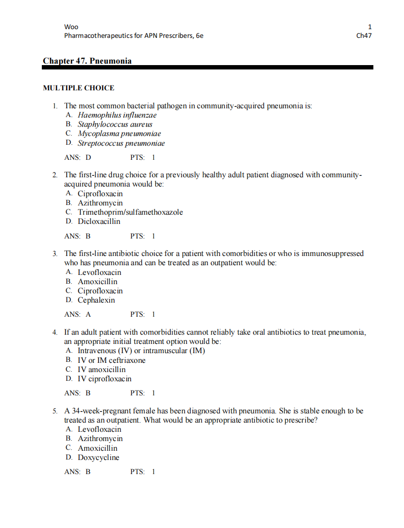 Testbank Pharmacotherapeutics for Advanced Practice Nurse Prescribers, 6. Auflage von Woo & Wright