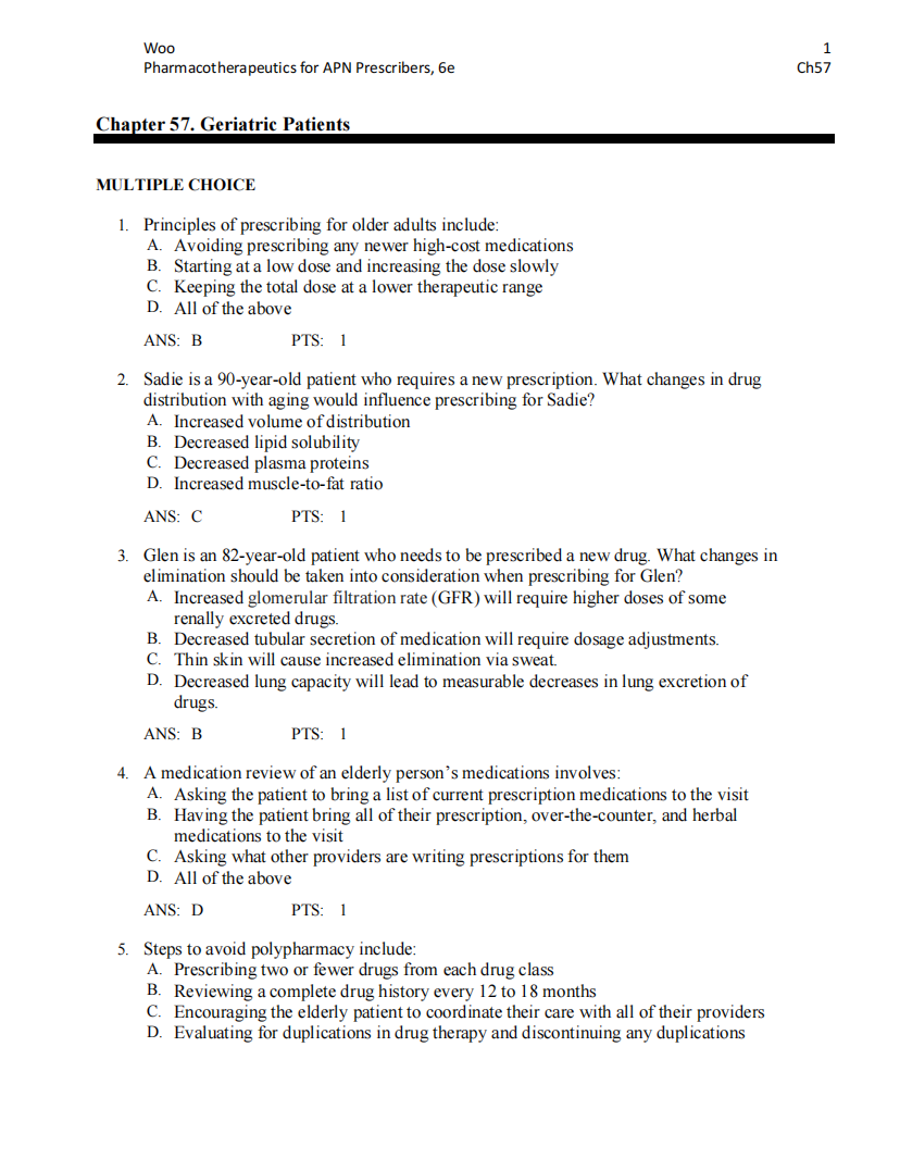 Testbank Pharmacotherapeutics for Advanced Practice Nurse Prescribers, 6. Auflage von Woo & Wright