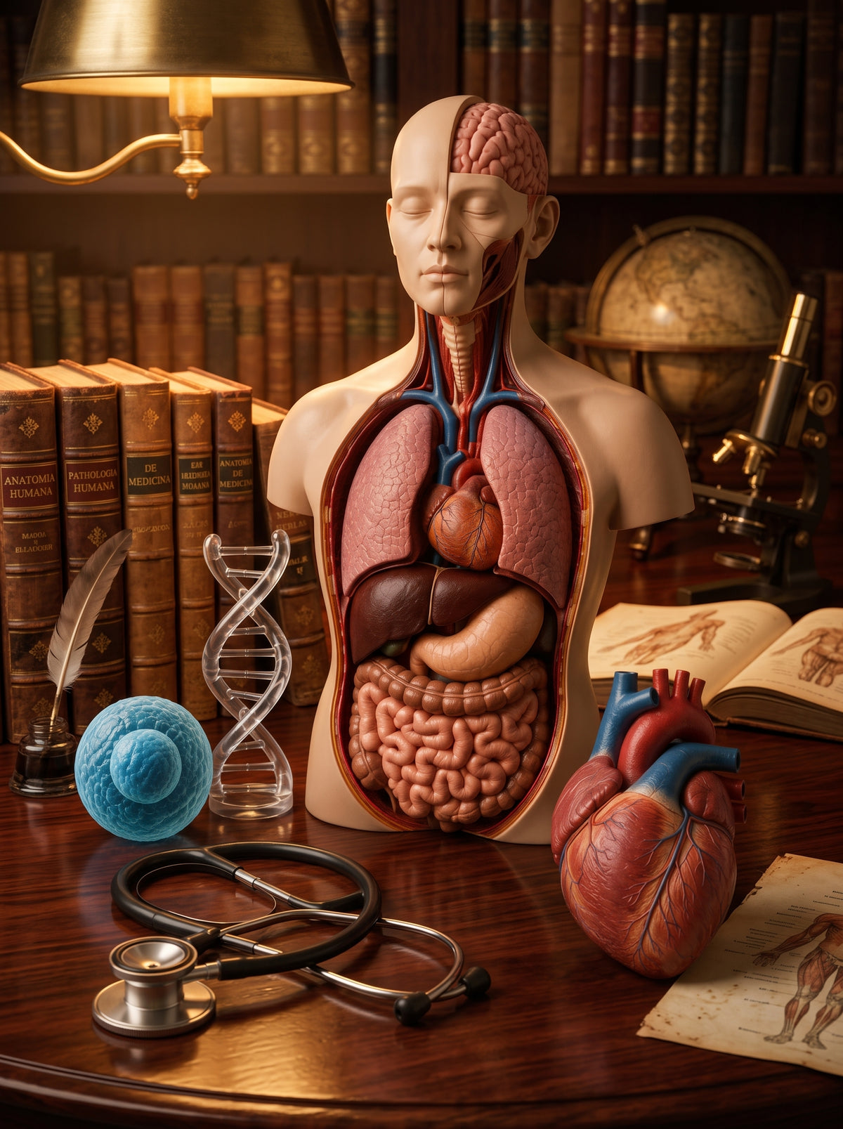 Anatomisches Modell des menschlichen Oberkörpers mit inneren Organen