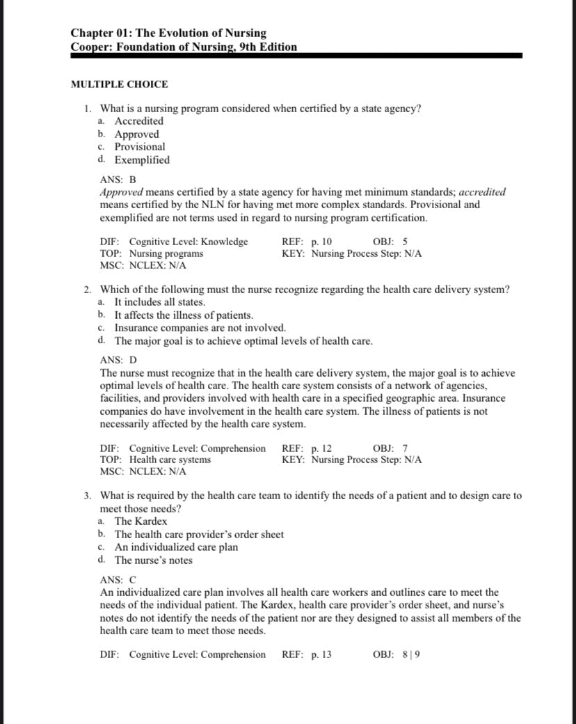 Testbank Foundations of Nursing, 9. Auflage von Cooper und Gosnell