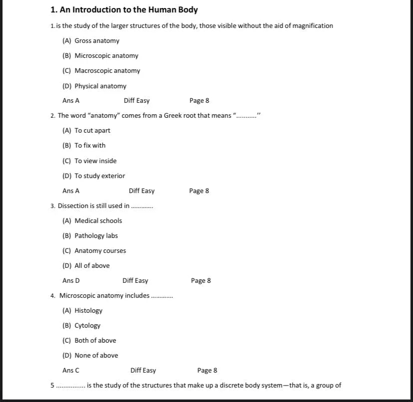Testbank Anatomy and Physiology (OpenStax), 1. Auflage von Gordon Betts