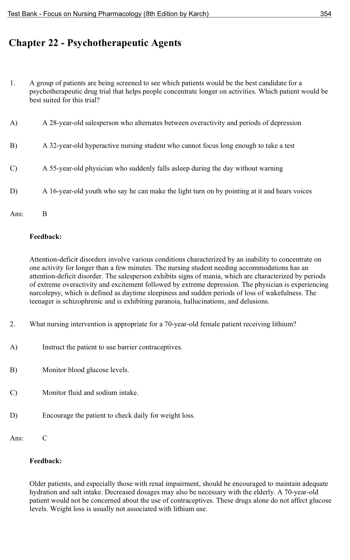 Testbank Focus on Nursing Pharmacology, 8. Auflage von Karch