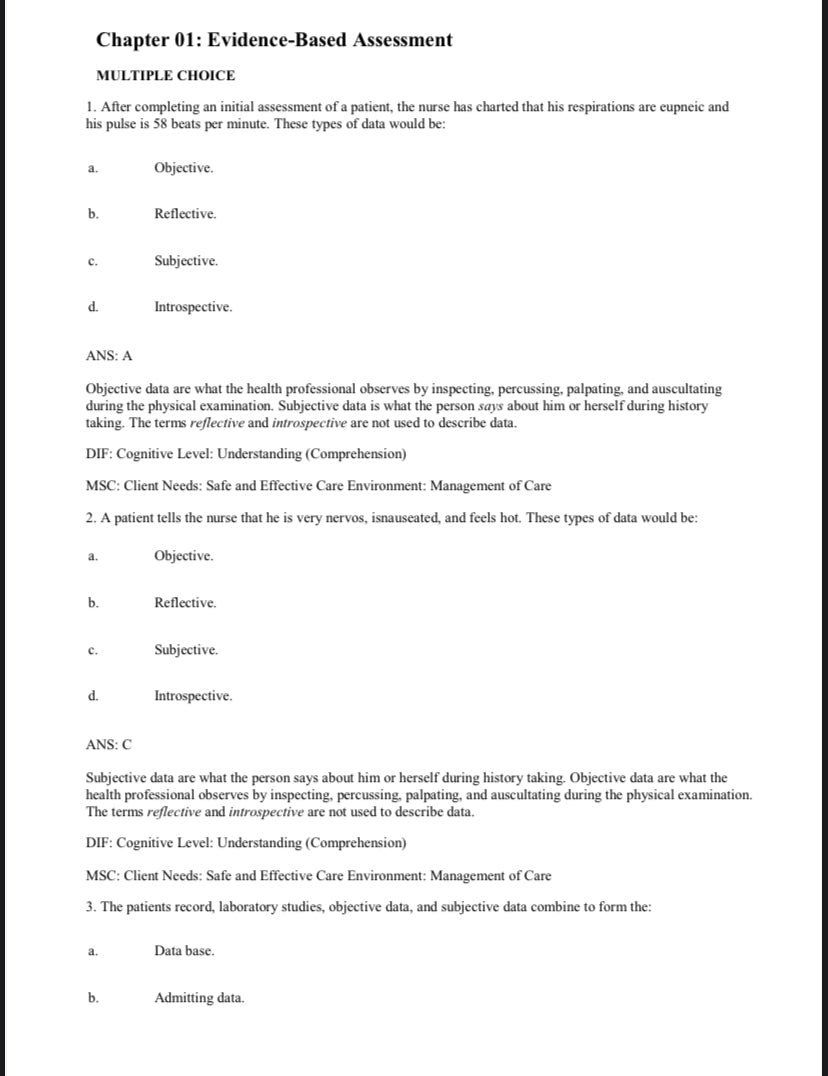 Testbank Physical Examination and Health Assessment, 8. Auflage von Jarvis
