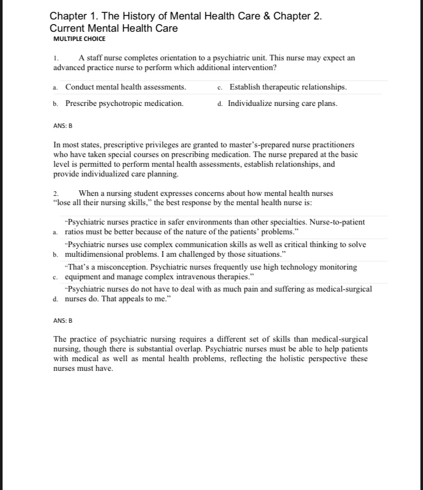 Testbank Foundations of Mental Health Care, 8. Auflage von Morrison-Valfre