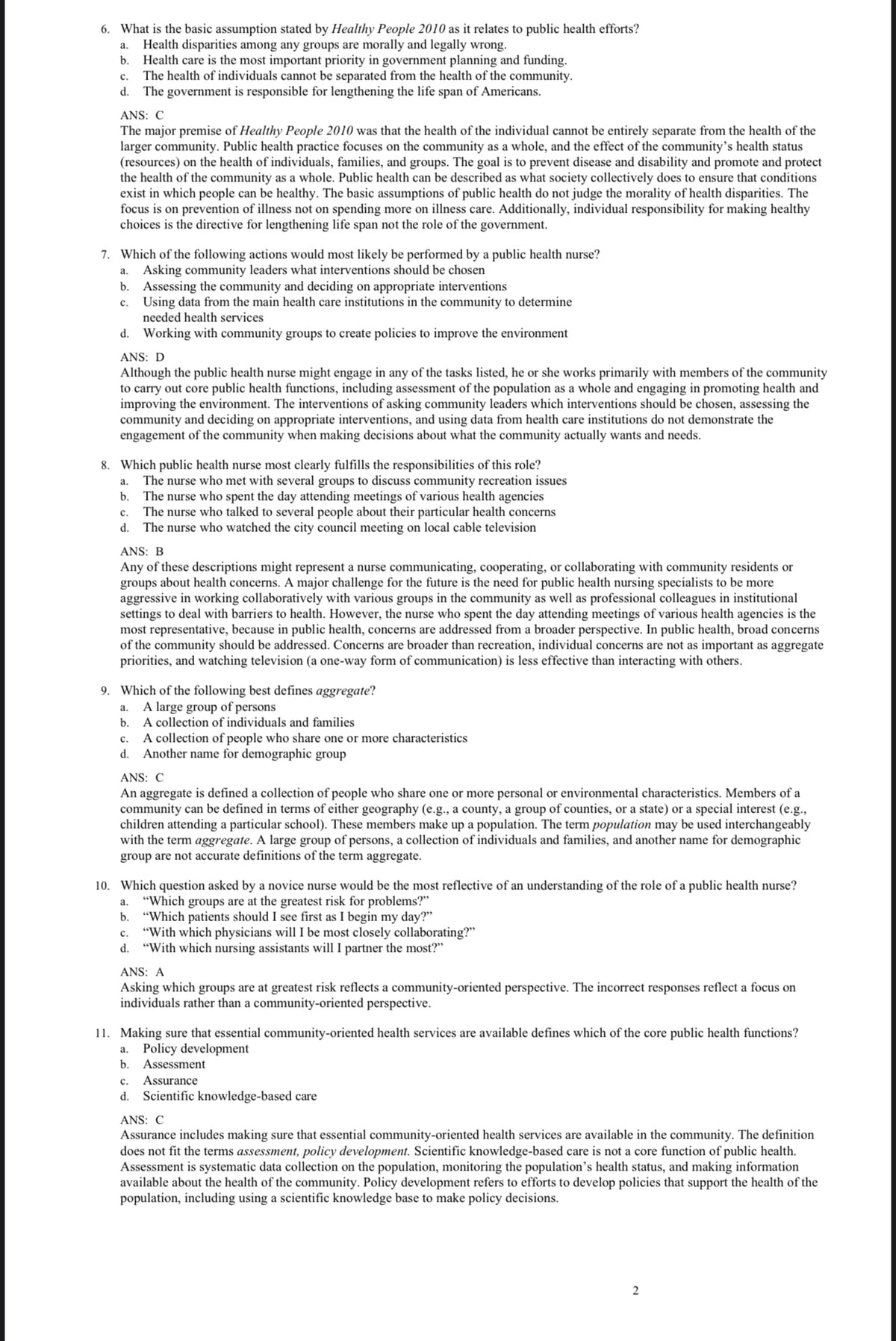 Testbank Foundations for Population Health in Community/Public Health Nursing, 6. Auflage