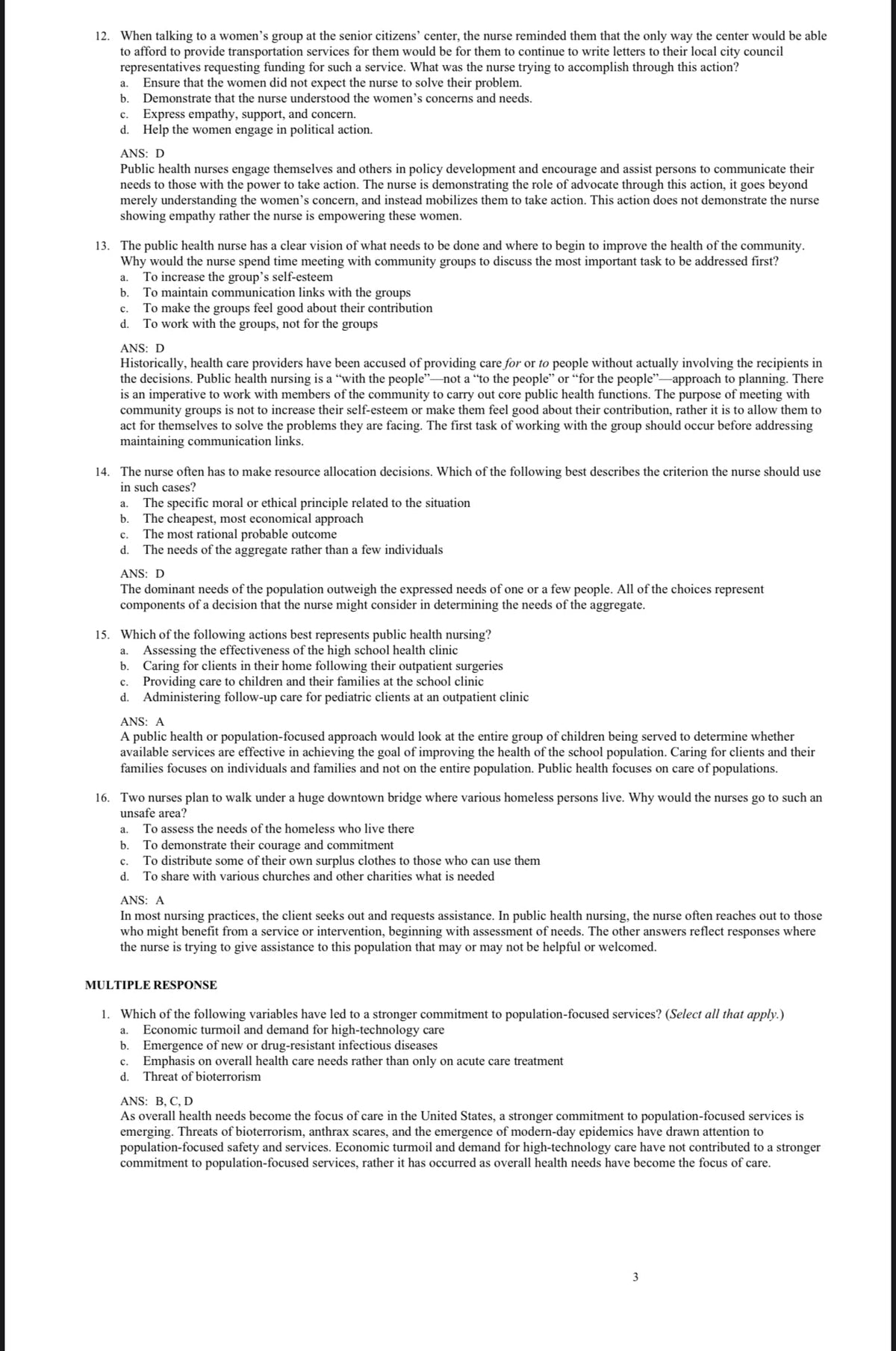 Testbank Foundations for Population Health in Community/Public Health Nursing, 6. Auflage