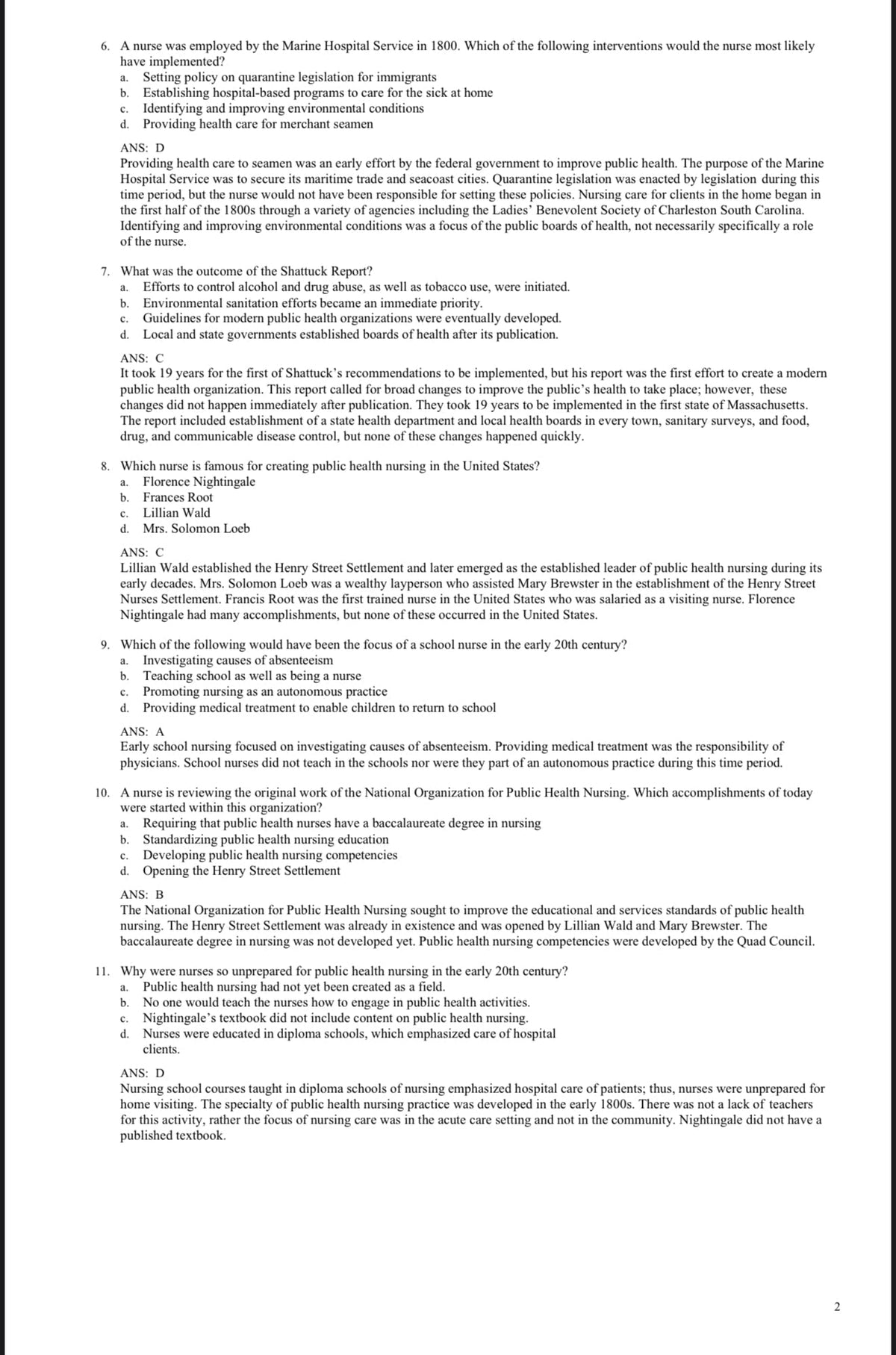 Testbank Foundations for Population Health in Community/Public Health Nursing, 6. Auflage