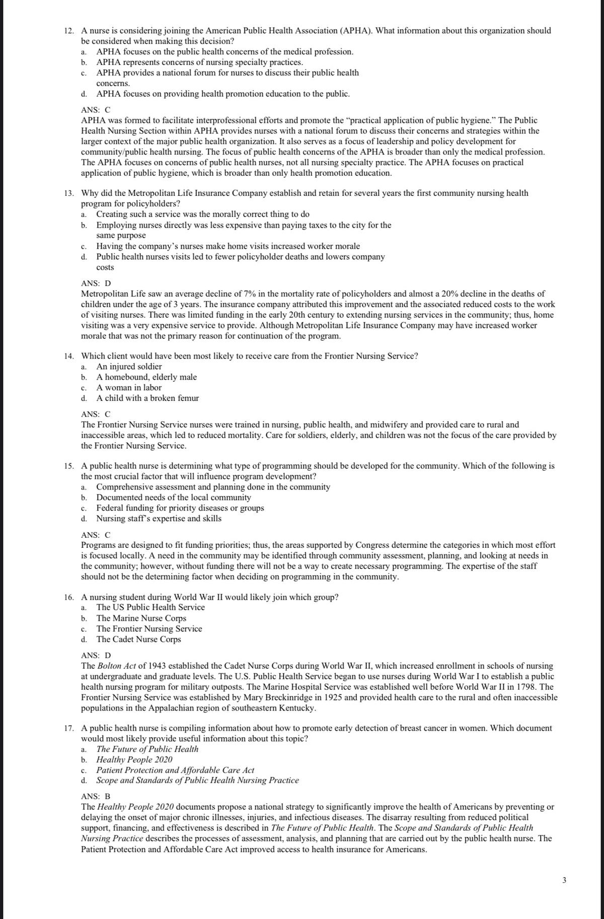 Testbank Foundations for Population Health in Community/Public Health Nursing, 6. Auflage