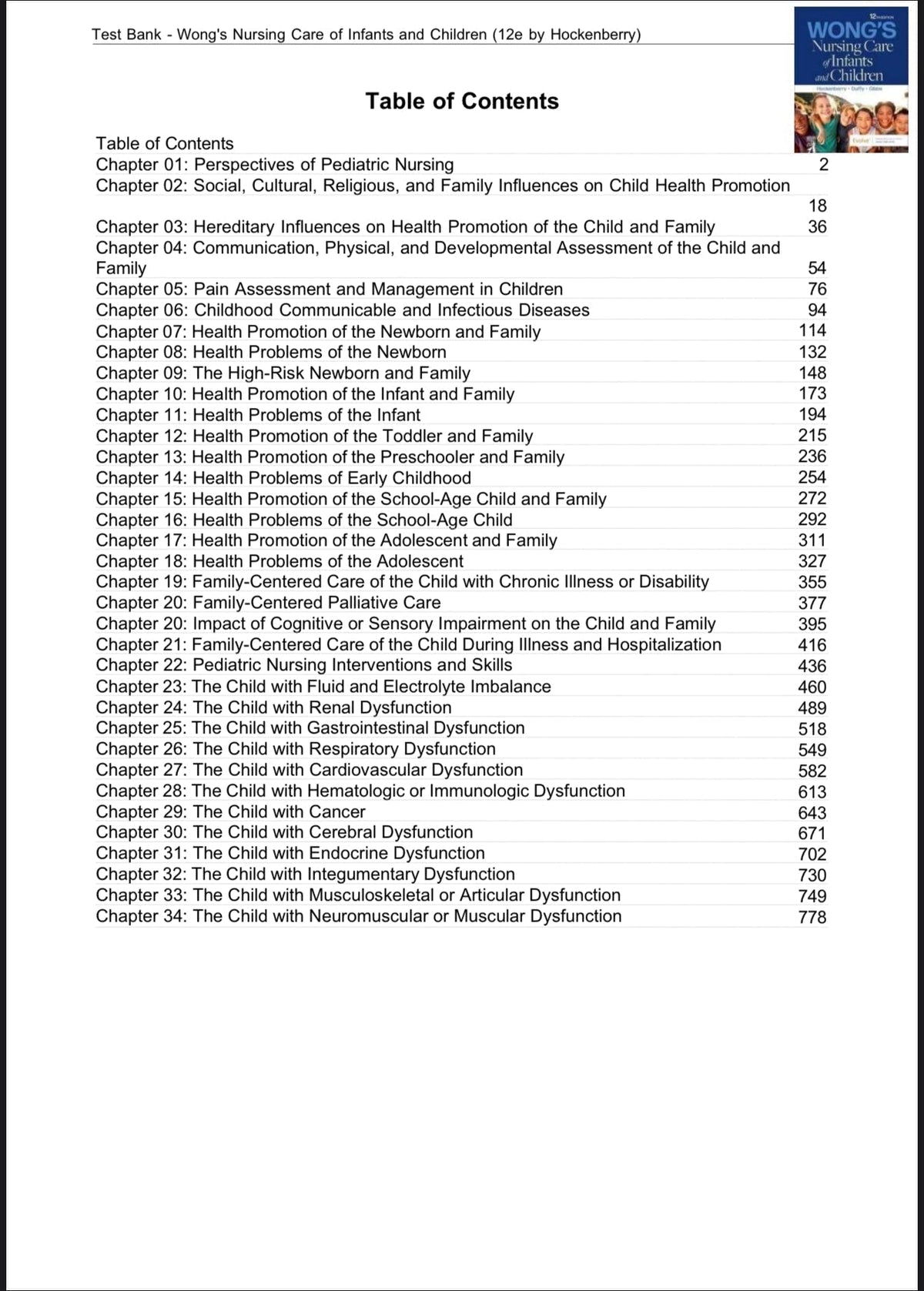 Testbank Wong’s Nursing Care of Infants and Children, 12. Auflage von Marilyn J. Hockenberry, Elizabeth A. Duffy und Karen Gibbs