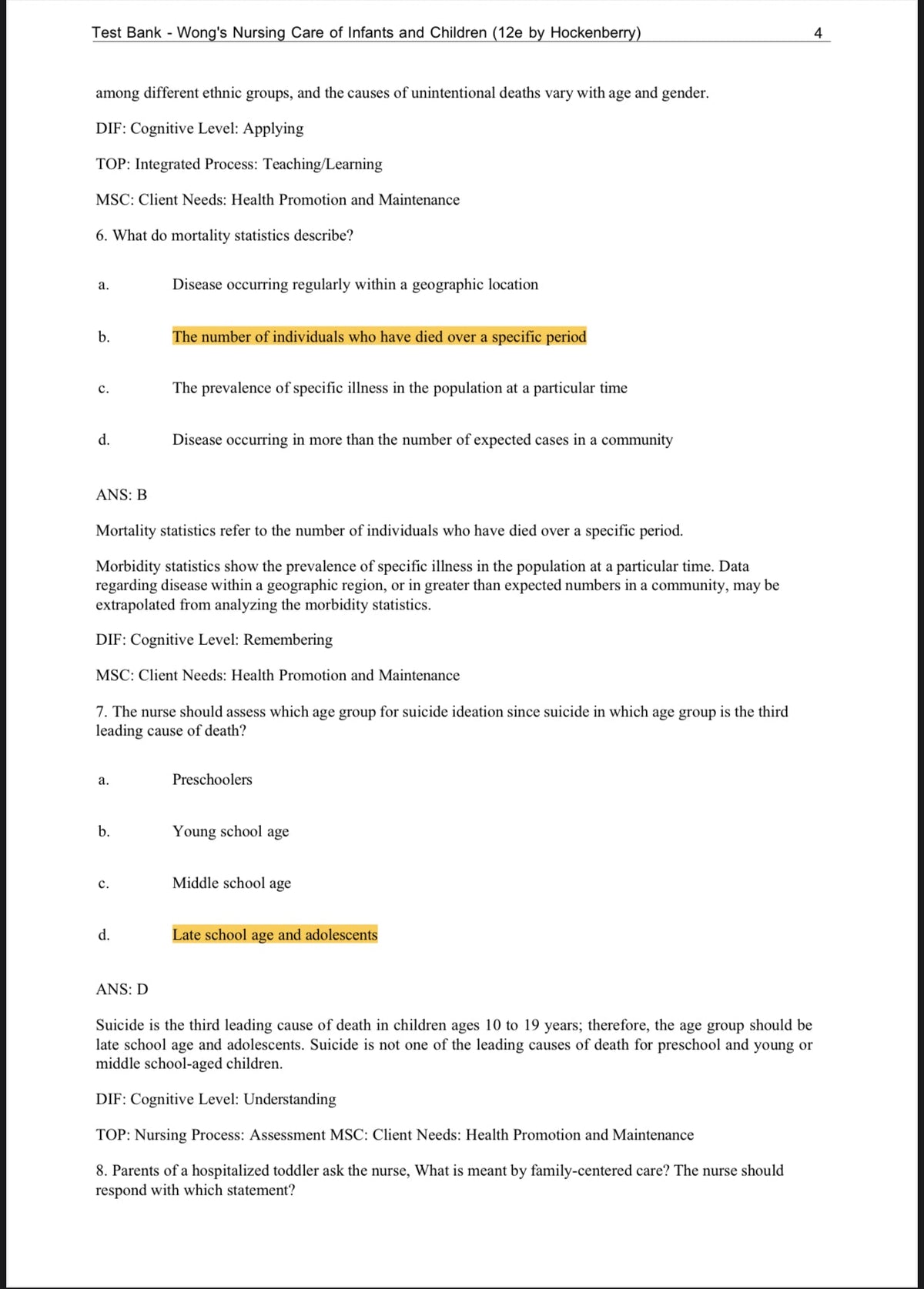 Testbank Wong’s Nursing Care of Infants and Children, 12. Auflage von Marilyn J. Hockenberry, Elizabeth A. Duffy und Karen Gibbs