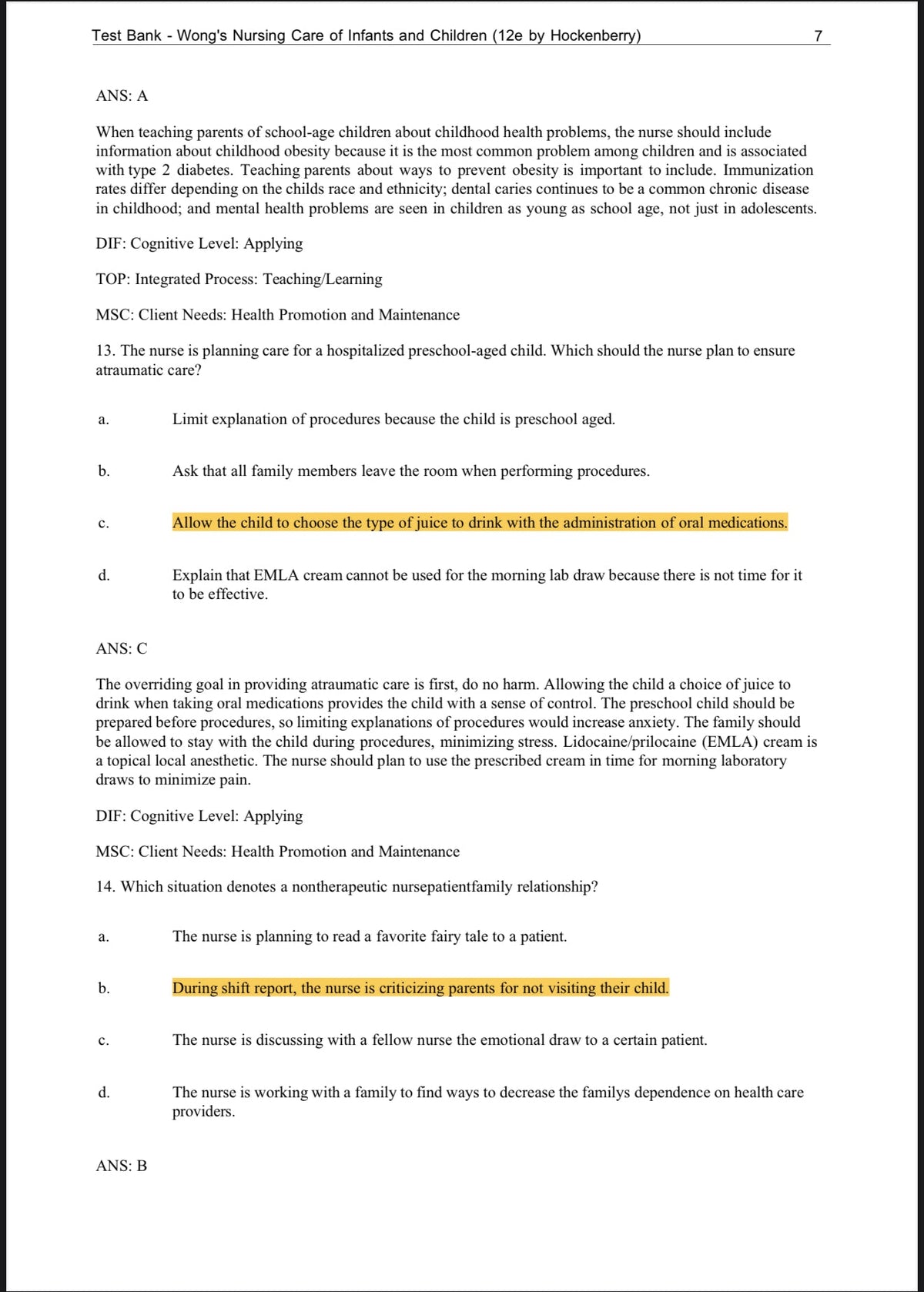 Testbank Wong’s Nursing Care of Infants and Children, 12. Auflage von Marilyn J. Hockenberry, Elizabeth A. Duffy und Karen Gibbs